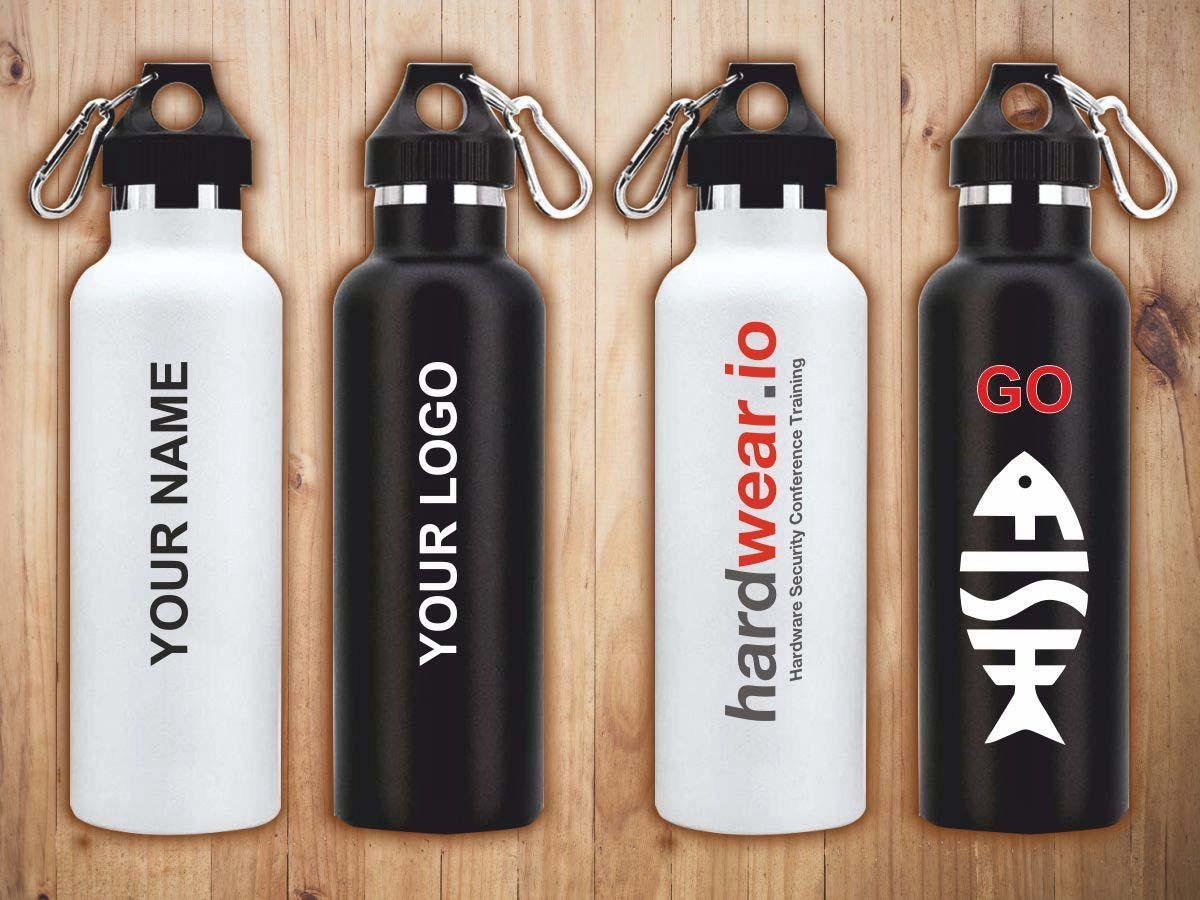 Personalized water bottle with logo