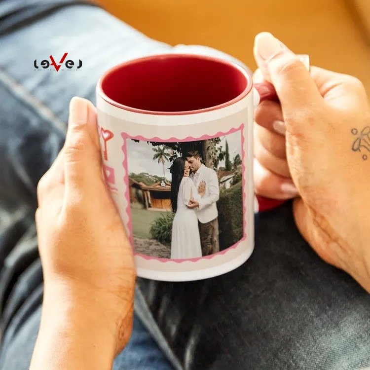 High-quality custom coffee mug with photo and text printing