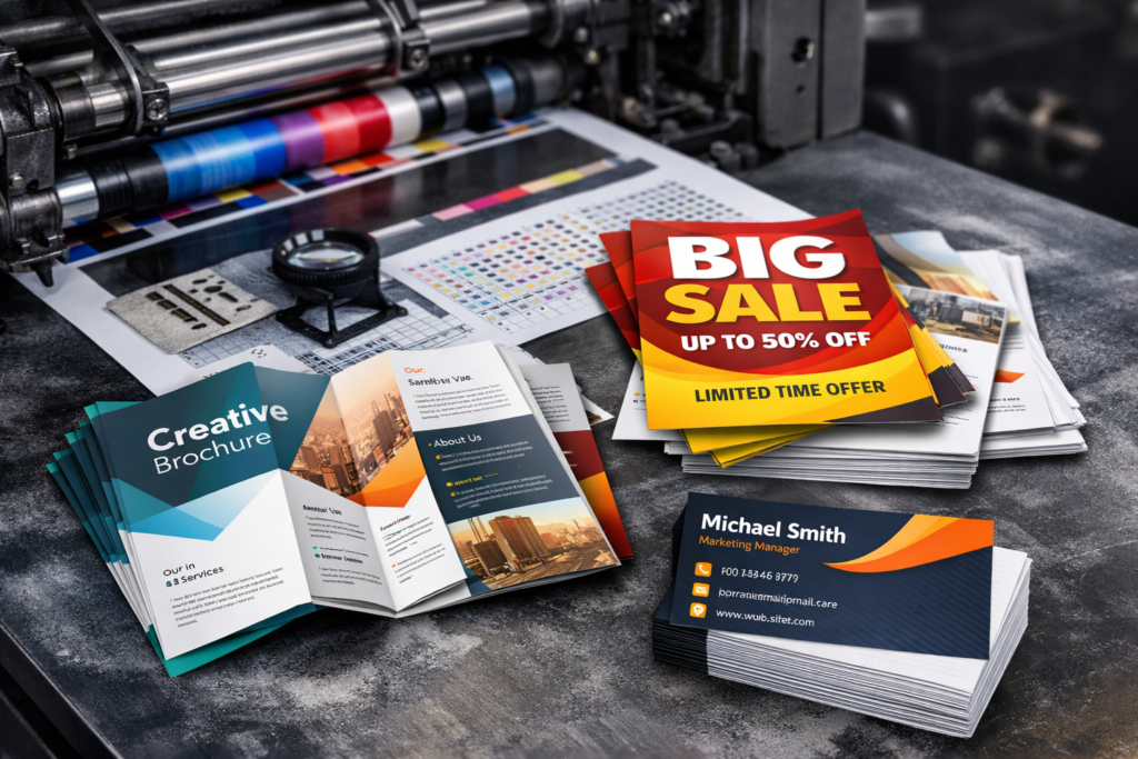 High-quality offset printing for brochures, flyers, and business cards.