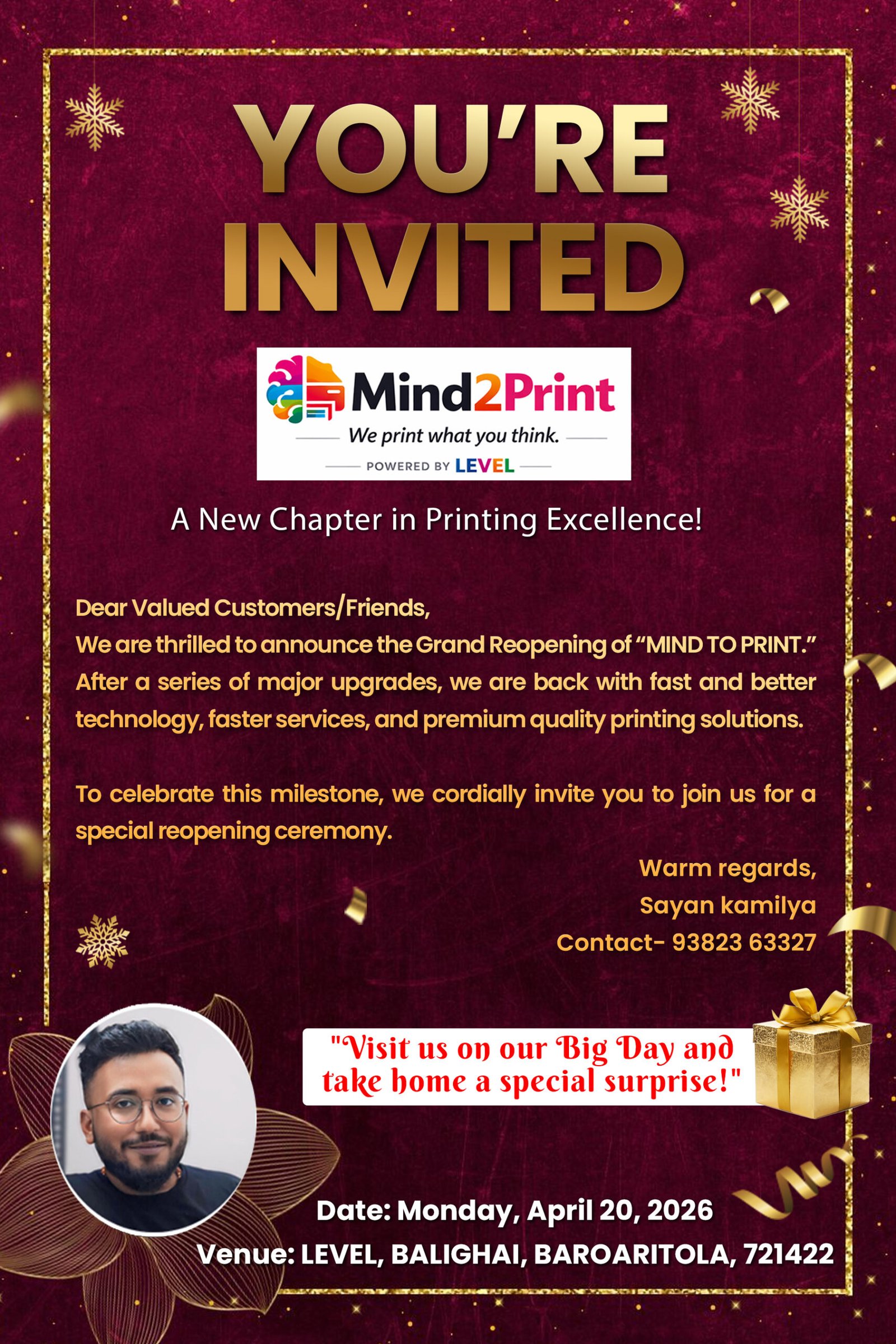 Grand Reopening – 20th April 2026